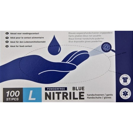 Gants jetables en nitrile bleu non poudrés - AQL 1.5 - 3.5 gr