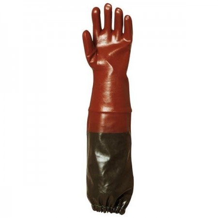 Gant PVC rouge manche longue 65 cm spécial égout